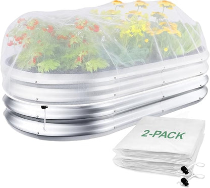 2 Pack Garden Netting for 4x2x1ft Raised Beds, Ultra-Fine Mesh Plant Covers with Drawstring, Bird, Pest & Small Animal Barrier for Vegetables, Fruits & Flowers