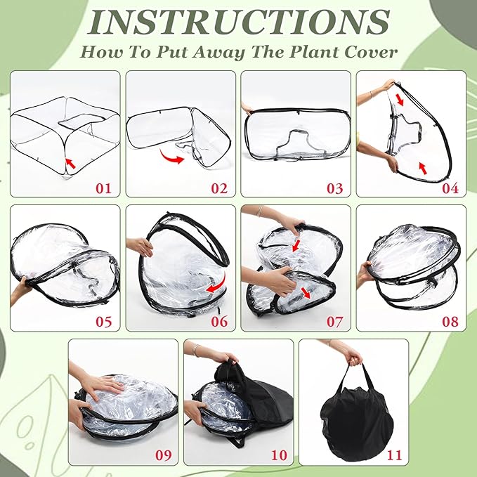 2 Pack Garden Covers for Raised Bed Foldable Clear PVC Greenhouse for Freeze Protection Row Plants Cover Accelerator with Zipper Door Black 39"x39"x20" Protection Vegetable Fruit from Animal
