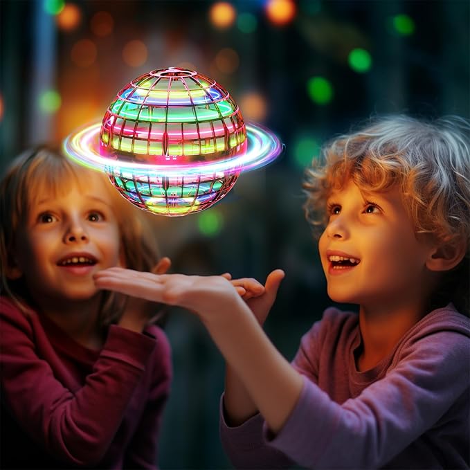 Ivtivfu Flying Orb Ball (Red, 2025 Upgraded) with Dazzling Lights, Magic Hover Spinner, Cool Boomerang Drone, Floating Cosmic Globe, Kids Outdoor Toys, for 6 7 8 9 10 Year Old Boys Girls