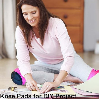 2 Pairs Womens Knee Pads for Kneeling with Soft Foam Cushion, Safety Flooring Knee Protector for Gardeners Carpenters Cleaners Veterinary, Gardening Knee Pads with Adjustable Straps for Work, Pink L