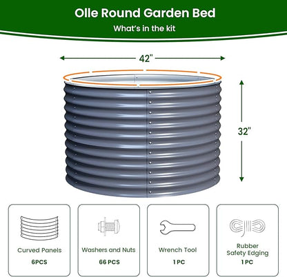 Olle 32" Tall, Metal Raised Garden Bed,Garden Beds Outdoor for Vegetables, Backyard Garden Kit, Raised Planter Box, Midnight Grey