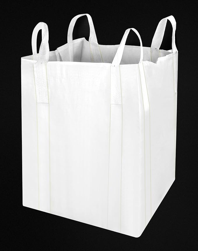 QWORK FIBC Bulk Bag, 4 Pack Sandbags 1 Ton Industrial Grade Bag Holds 2200 LBS, Woven Polypropylene Bags 35" x 35" x 43"