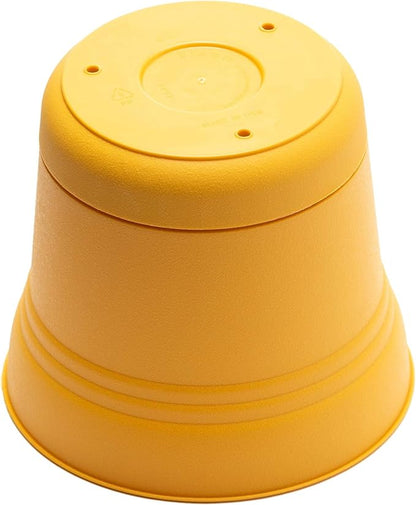 Bloem Saturn 7" Earthy Yellow Round Resin Planter Pot with Snap-in Saucer for Indoor and Outdoor Gardening