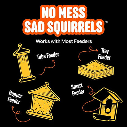 Cool Birds No Mess Sad Squirrels Hot Bird Seed – 10 lb. Spicy Shell-Free Blend with Peanuts, Sunflower Hearts & Chili Pepper Oil – No Waste, Squirrel-Resistant Bird Food for Outside Feeders