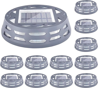 Solar Deck Lights Outdoor Driveway Marker Dock LED Light,3 Lighting Modes,Warm/Bright White and Blue IP67 Waterproof Road Markers for Driveway Sidewalk Garden Pathway Yard