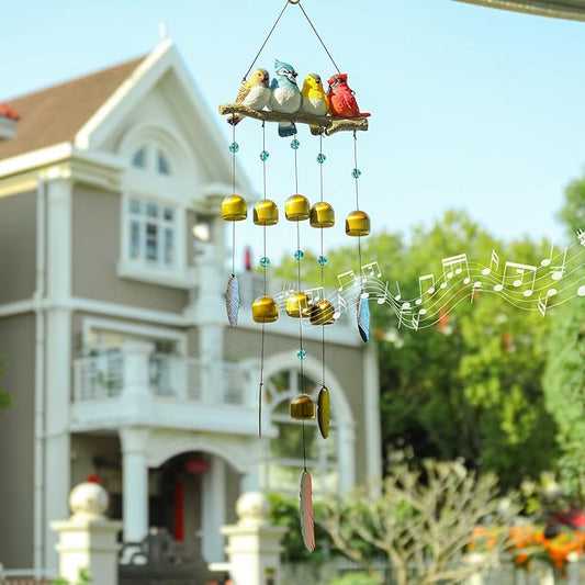 Taman Bird Wind Chime - Wind Bell for Outside Indoor Resin Cardinal,Blue Bird Decorative Metal Bronze Mobile Wind Chime Memorial Sympathy Gift for Home, Outdoor, Yard, Patio,Garden Decor, 29"