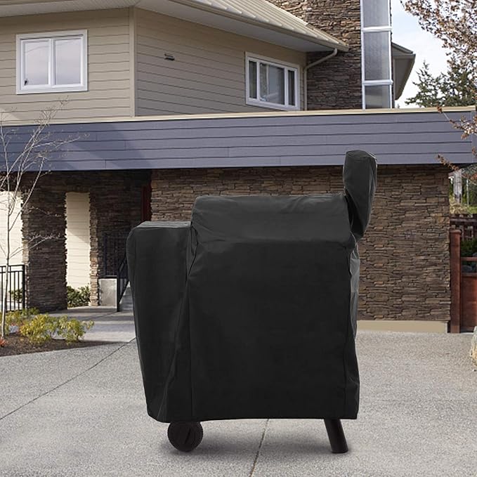 SunPatio Outdoor Heavy Duty Waterproof Wood Pellet Grill and Smoker Cover, UV Resistant Full Length BBQ Cover Compatible with Traeger 22 Series, Lil' Tex Grill and More, All Weather Protection