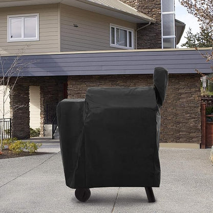 SunPatio Outdoor Heavy Duty Waterproof Wood Pellet Grill and Smoker Cover, UV Resistant Full Length BBQ Cover Compatible with Traeger 22 Series, Lil' Tex Grill and More, All Weather Protection