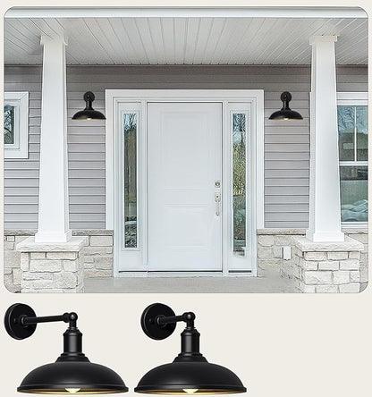 15" Classic Farmhouse Barn Gooseneck Light, Waterproof and Rust-Resistant Barn Light, Large Wall-Mounted Lighting Fixture for Porches, Garages, Patios and Farmhouses 2-Pack