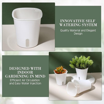 Ziliny 20 Pcs 3 Inch Self Watering Pots Self Watering Planters for Indoor Planters Plastic Garden Flower Pots with Level Indicator Vents for Herbs