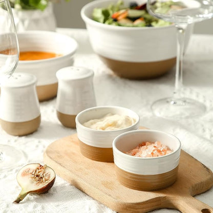 Hasense Ramekins Set of 6, 8 Oz Oven Safe Dessert Bowls, Farmhouse White Ramekins for Creme Brulee, Souffle, Custard, Pudding & Dipping Sauces, Kitchen Decor