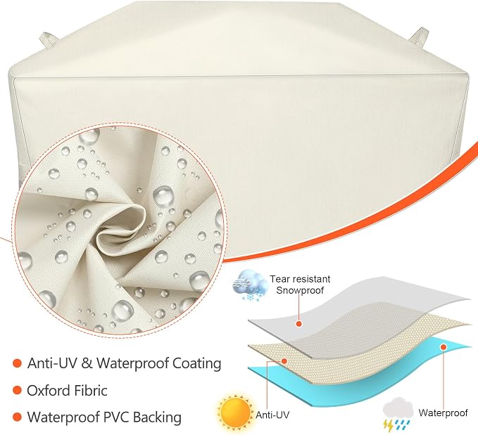 QuliMetal 7112 Grill Cover for Weber Q2000, Q2200, Q2400, Q2000N+, Q2800N+, Q300, Q320, Q3000, Q3200 Gas Grills, 600D Waterproof Fade Resistant BBQ Gas Grill Cover, Beige