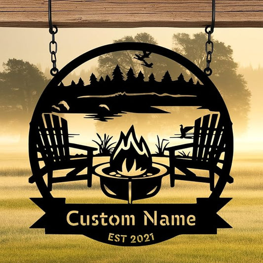 Custom Lake House Metal Sign, Personalized Lodge Metal Signs, Gift for Family, Friends, Couples, Cabin Wall Art, Outdoor Porch Decor, Christmas Family Last Name Signs, Home Decor