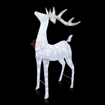 Alpine Corporation 50" H Mesh Holiday Reindeer Lawn Decoration with Cool White Lights, Christmas Decoration
