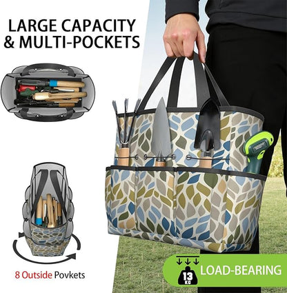 Paisley Garden Tool Bag - Waterproof Garden Tote with 8 Pockets, Large Storage Home Organizer Gardening Tool Oxford Bag for Garden Tools Kits Holder, Ideal Outdoor Gardening Gift for Women & Men