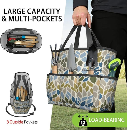 Paisley Garden Tool Bag - Waterproof Garden Tote with 8 Pockets, Large Storage Home Organizer Gardening Tool Oxford Bag for Garden Tools Kits Holder, Ideal Outdoor Gardening Gift for Women & Men