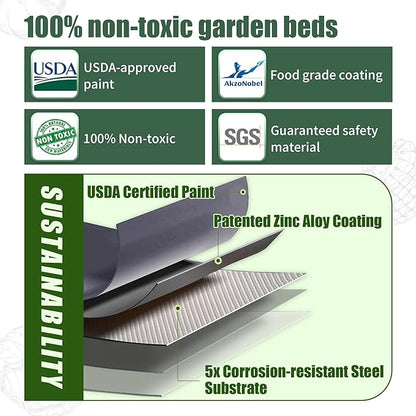 Raised Garden Bed 5x2x1.4 Ft Planter Box for Outdoor - Zinc-Aluminum-Magnesium Stainless Steel Durable Metal Garden Beds Kit for Vegetables, Flowers, Herbs and Succulents (Deep Grey)