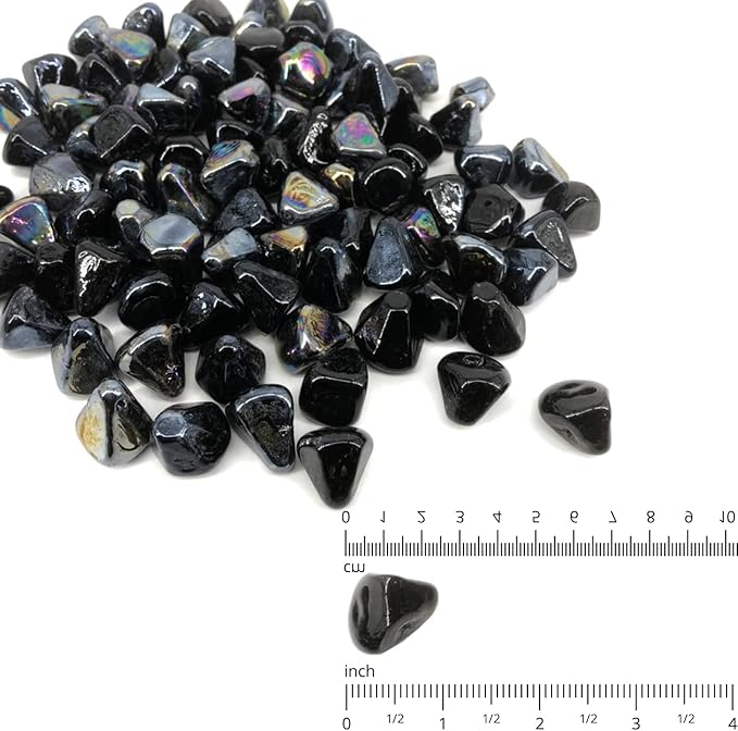 10 Pound 1/2 Inch Fire Glass Diamonds for Natural or Propane Fire Pit Fireplace and Landscaping, 10 Pounds Onyx Black