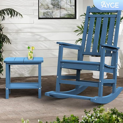 Ayge 17.7" Double Outdoor Side Table, Rectangular HDPE Adirondack End Table for Patio, Lawn, Pool, Garden, Backyard，Navy