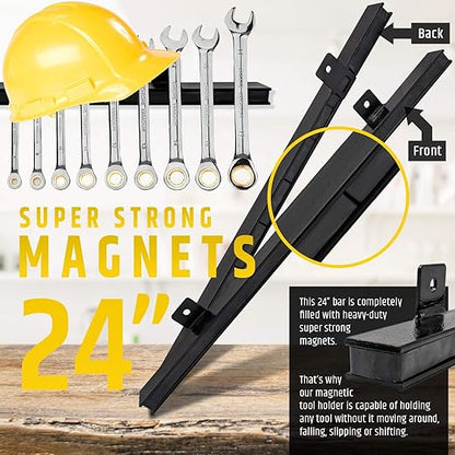 24" Heavy-Duty Magnetic Tool Holder (Upgraded Version) - Extremely Powerful Magnetic Pull Force to Hold Heavy Tools - Professional Space-Saving Magnetic Bar - Tool Organizer Rack/Strip