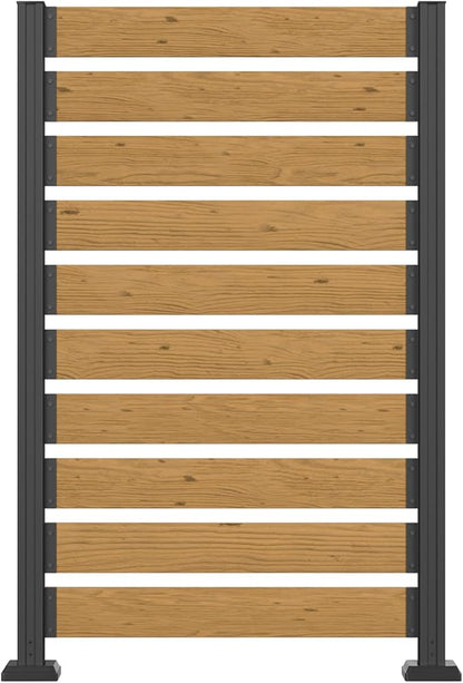 MUPATER 5ft H×3.3ft W No Dig Wooden Privacy Screen,2 Way to Use,Ideal Outdoor Privacy Wall Suit for Hard Ground and Soil,Aluminum Post,Privacy Screen for Hide Trash Cans,AC Fence,Natural (1 Panel)