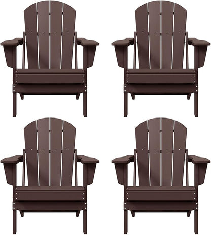 Westin Outdoors Laguna WO Home Furniture Adirondack Chair 4 PC Set Classic Outdoor Patio Folding Chair for Bon Fire Pit Lawn Backyard Beach Plastic Weather-Resistant (Dark Brown)