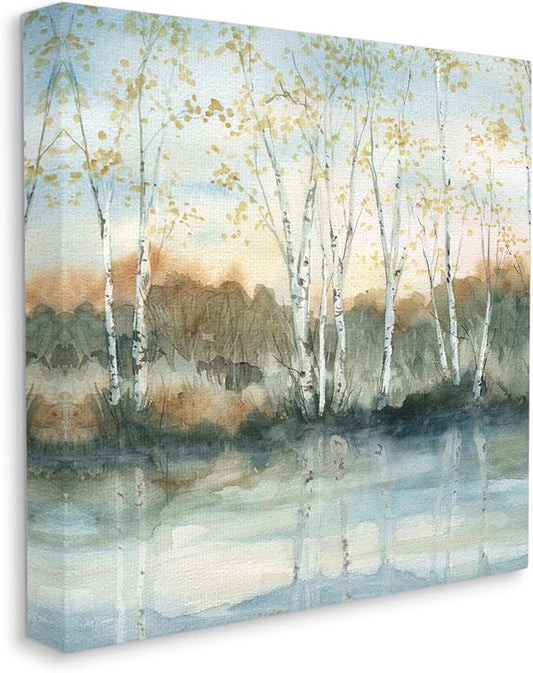 Stupell Industries Birch Tree Reflections Quaint Lake Clearing Landscape Canvas Wall Art, Design by Carol Robinson