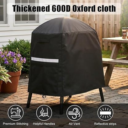 QuliMetal 7113 Grill Cover for Weber Q100 Q120 Q1000 Q1200 Q200 Q220 Q2000 Q2200 Q2400 Q2800N+ Series Gas Grills, Heavy Duty BBQ Gas Grill Cover, 600D