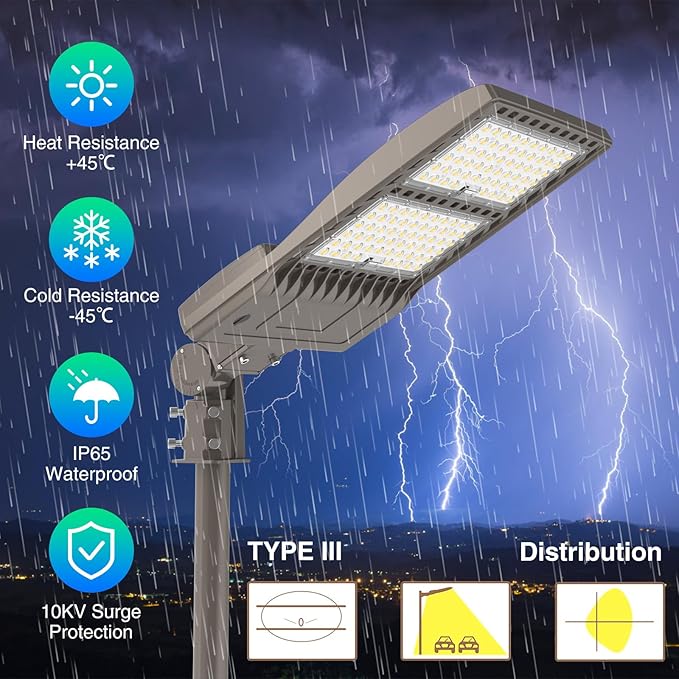 480V 400W LED Parking Lot Light 56000LM with Dusk to Dawn Photocell, 5000K Shoebox Pole Light with Slip Fitter, ETL Listed, IP65 Waterproof Commercial Street Area Lighting for Yard, Driveway, Gym