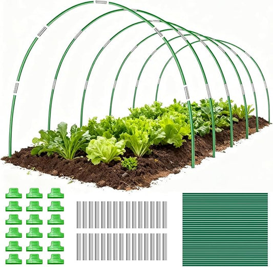 36 PCS Garden Hoops for Raised Beds, Rust-Free Plastic Coated Fiberglass Greenhouse Hoops, DIY Garden Tunnel Kit for Netting & Row Cover, Flexible Plant Support Stakes for Garden