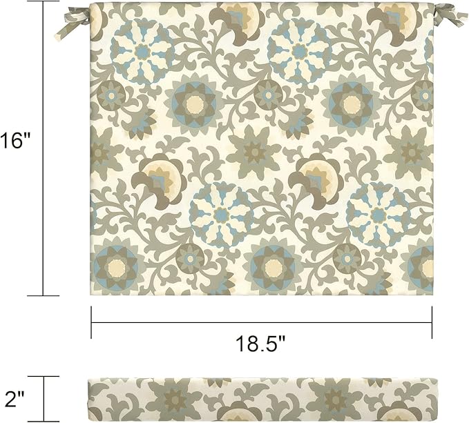 LVTXIII Outdoor Chair Cushions 18.5"x16"x2" Pack of 4, Water-Repellent Square Corner Memory Foam Seat Cushions with Ties for Garden Patio Furniture, Floral Symphony‌
