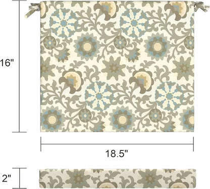 LVTXIII Outdoor Chair Cushions 18.5"x16"x2" Pack of 4, Water-Repellent Square Corner Memory Foam Seat Cushions with Ties for Garden Patio Furniture, Floral Symphony‌