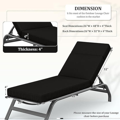 Chaise Lounge Cushions Outdoor, 80" L X 26" W X 4" D Lounge Chair Cushions for Outdoor Furniture, High-Density Foam Outdoor Chaise Cushion-Waterproof Fade-Resistant ThickPatio lounge chair cushion