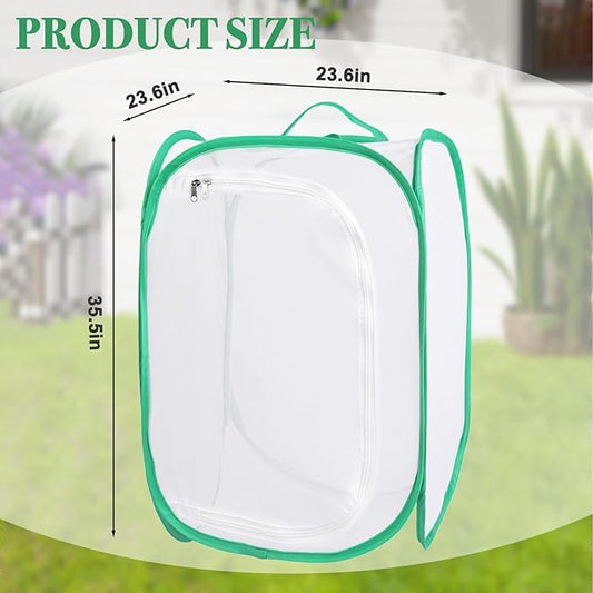 Gardon Mesh Plant Enclosure, Pop-Up Mesh Plant Cover from Pests, Birds, Animals, Plant Netting Cage for Tomato, Fruit, Vegetables, Flowers with Zipper Door 24 x 24 x 36 Inch