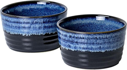 Ramekin Set, UNICASA 8 oz Creme Brulee Ramekins, Oven Safe Baking Set for Custard, Pudding, Souffle Cups, Reactive Gray (Blue, 8oz x 2pc)