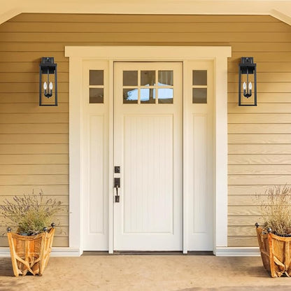 Outdoor Wall Sconce Lights, 20 Inch Tall Transitional Exterior Wall Lighting with Clear Glass, Modern Black Carriage Lantern Lamp Outside for Front Porch Garage Garden Patio Corridor Doorway