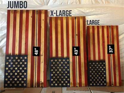Bad Beard Woodworks Handcarved Wood American Flag Wall Art Décor | LARGE, X-LARGE, or JUMBO | Rustic Handmade, Wooden Flag, Wood Art, Wall Art