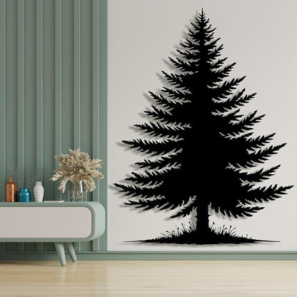 lunwall Metal Pine Tree Wall Art, Metal Forest Wall Art, Pine Branch Wall Decor, Christmas Tree Wall Decor, Forest Wall Hanging, Nature Lover Gift (Style 4, 41" H x 31" W / 105 x 79 cm)