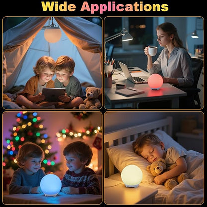 16-Color USB Rechargeable LED Ball Night Light with Remote, 4 Modes & 8 Brightness, 4.7 Inch Compact Mood Light for Bedroom, Parties, Holidays Shower,Party,Christmas Decor