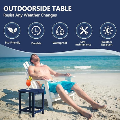 Adirondack Square Outdoor Side Table,2-Tier Storage Patio Side Table with Weatherproof HDPE Material Low