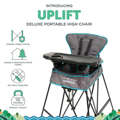 Baby Delight Go with Me Uplift Deluxe Portable High Chair, Indoor and Outdoor,Slate Grey
