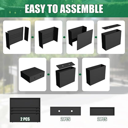 Large Metal Planter Box for Outdoor 30" Lx10“Wx24”H, Tall Rectangular Planters for Outdoor Patio/Porch/Cafe, All-Weather Durable Galvanized Steel, Modern Design for Plants, Flower,Garden, Black