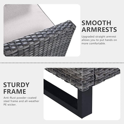 HUMMUH 7 Piece Patio Furniture Set with Fire Pit Table 41in 55,000 BTU,Wicker Outdoor Conversation Sets - Outdoor Swivel Rocker Chairs Patio Sofa for Porch,Garden,Backyard