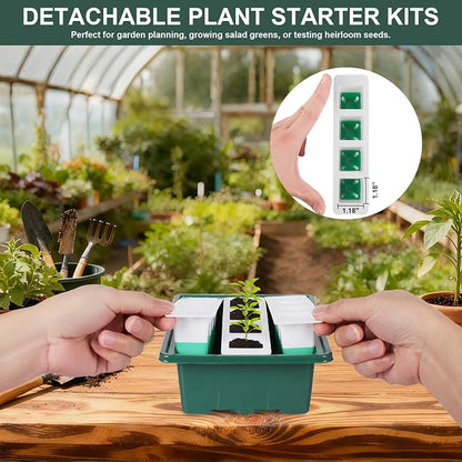 Sondiko Silicone Seed Starter Tray, 48 Cell Reusable Seed Starter Kit, Seedling Starter Trays with Humidity Dome, Mini Greenhouse Germination Kit, Perfect for Starting Vegetable, Flower & Herb Seeds