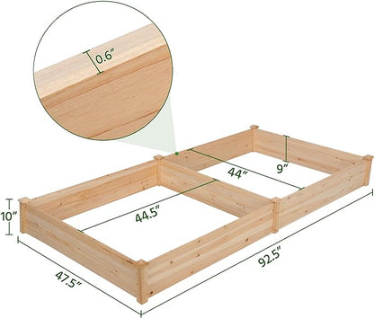 Yaheetech 8×4ft Wooden Horticulture Raised Garden Bed Divisible Elevated Planting Planter Box for Flowers/Vegetables/Herbs in Backyard/Patio Outdoor, Natural Wood, 93 x 48 x 10in