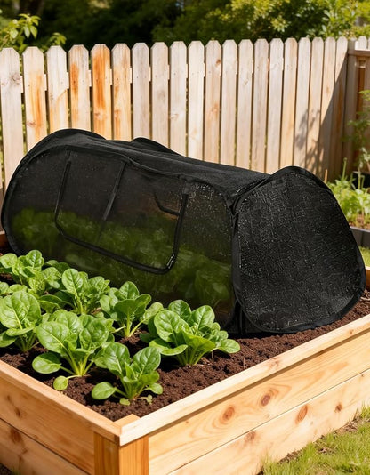 45"×20"×18"Pop Up Plant Shade Tent,Foldable UV Resistant Sun Shade Cloth,Raised Bed Shade Cover with Labels & Stakes,Breathable Garden Mesh Cover with Zipper Door for Vegetables,Fruits,Flowers