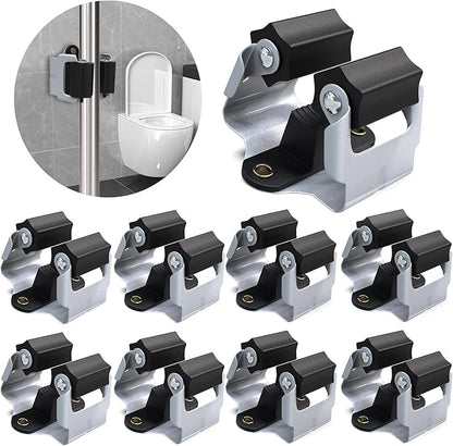3-H Mop and Broom Holder Wall Mount 8 Pack, Broom Holder for Garage Garden Shed Storage System Laundry Room Home Kitchen Organization (Black)