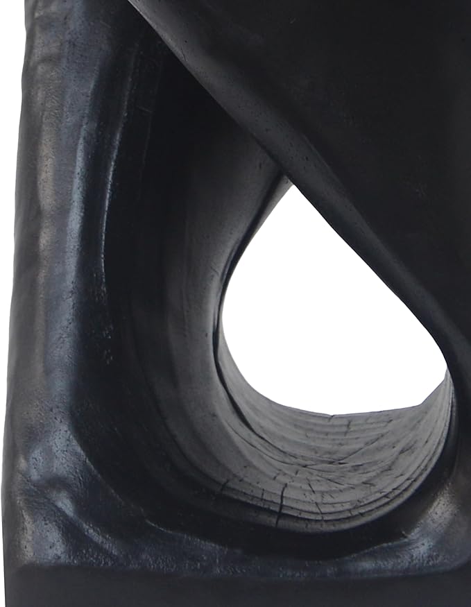 Christopher Knight Home Outdoor Side Table,Twist Shape End Table,Decorative Accent Table,Garden Stool Table for Patio Balcony Beach Pool Side,Lightweight Concrete,Wood Like Texture,Black