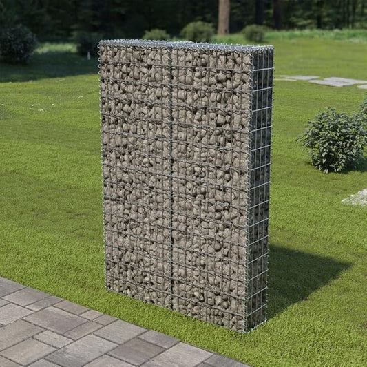 Galvanized Steel Gabion Wall with Covers, Gabion Mesh Wire Wall Panel Galvanized Steel Garden Stone Wire Basket Fencing Patio Decorative Fence, 39.4"x7.87"x59",-179