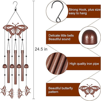 Metals Butterfly Wind Chimes for Outside to Create a Zen Atmosphere Suitable for Outdoor Garden Patio Home Decor,Melodious Melodic Tones Wind Chimes Suitable as A Birthday Gift for Women Mom